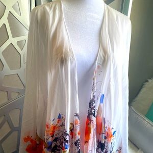 White/ Floral Shawl with fringes. White/ floral with fringes.